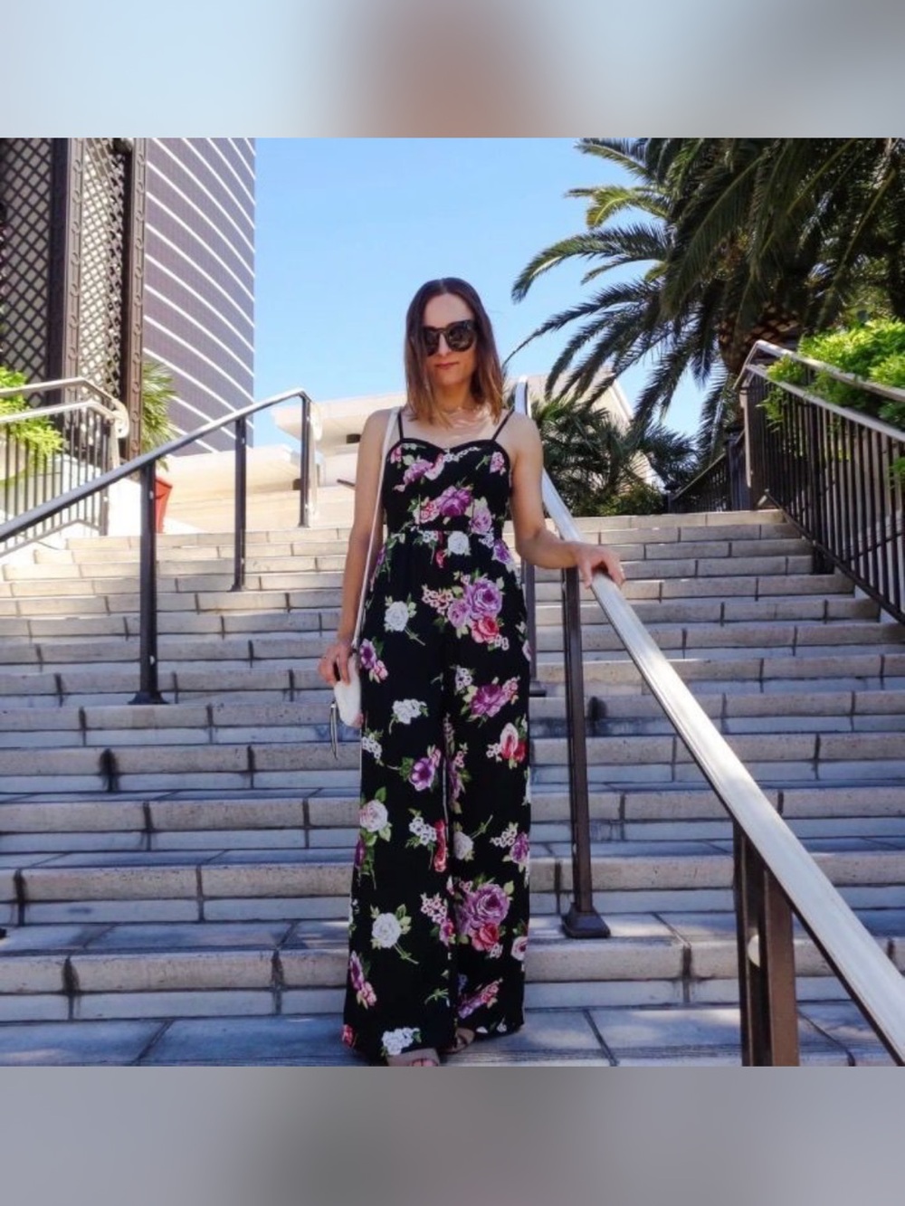 Band of Gypsies Black Floral Spaghetti-Strap Jumpsuit